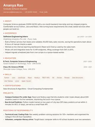 Marquee résumé template